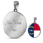 North Carolina State Flag Necklace Stainless Steel or 18k Gold Circle Pendant 18-22" - Express Your Love Gifts