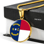 North Carolina State Flag Necklace Stainless Steel or 18k Gold Circle Pendant 18-22" - Express Your Love Gifts