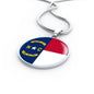 North Carolina State Flag Necklace Stainless Steel or 18k Gold Circle Pendant 18-22" - Express Your Love Gifts