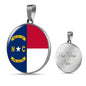 North Carolina State Flag Necklace Stainless Steel or 18k Gold Circle Pendant 18-22" - Express Your Love Gifts