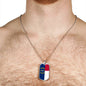 North Carolina State Flag Necklace Stainless Steel or 18k Gold Dog Tag 24" Chain - Express Your Love Gifts