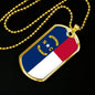 North Carolina State Flag Necklace Stainless Steel or 18k Gold Dog Tag 24" Chain - Express Your Love Gifts