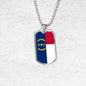 North Carolina State Flag Necklace Stainless Steel or 18k Gold Dog Tag 24" Chain - Express Your Love Gifts