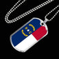 North Carolina State Flag Necklace Stainless Steel or 18k Gold Dog Tag 24" Chain - Express Your Love Gifts