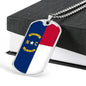 North Carolina State Flag Necklace Stainless Steel or 18k Gold Dog Tag 24" Chain - Express Your Love Gifts