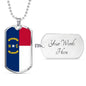North Carolina State Flag Necklace Stainless Steel or 18k Gold Dog Tag 24" Chain - Express Your Love Gifts