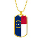 North Carolina State Flag Necklace Stainless Steel or 18k Gold Dog Tag 24" Chain - Express Your Love Gifts