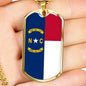 North Carolina State Flag Necklace Stainless Steel or 18k Gold Dog Tag 24" Chain - Express Your Love Gifts