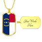 North Carolina State Flag Necklace Stainless Steel or 18k Gold Dog Tag 24" Chain - Express Your Love Gifts