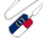 North Carolina State Flag Necklace Stainless Steel or 18k Gold Dog Tag 24" Chain - Express Your Love Gifts