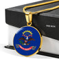 North Dakota State Flag Necklace Stainless Steel or 18k Gold Circle Pendant 18-22" - Express Your Love Gifts