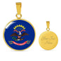 North Dakota State Flag Necklace Stainless Steel or 18k Gold Circle Pendant 18-22" - Express Your Love Gifts