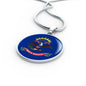 North Dakota State Flag Necklace Stainless Steel or 18k Gold Circle Pendant 18-22" - Express Your Love Gifts