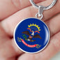 North Dakota State Flag Necklace Stainless Steel or 18k Gold Circle Pendant 18-22" - Express Your Love Gifts