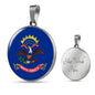 North Dakota State Flag Necklace Stainless Steel or 18k Gold Circle Pendant 18-22" - Express Your Love Gifts