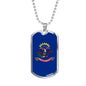 North Dakota State Flag Necklace Stainless Steel or 18k Gold Dog Tag 24" Chain - Express Your Love Gifts