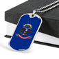 North Dakota State Flag Necklace Stainless Steel or 18k Gold Dog Tag 24" Chain - Express Your Love Gifts