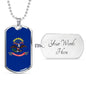 North Dakota State Flag Necklace Stainless Steel or 18k Gold Dog Tag 24" Chain - Express Your Love Gifts