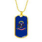 North Dakota State Flag Necklace Stainless Steel or 18k Gold Dog Tag 24" Chain - Express Your Love Gifts