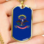 North Dakota State Flag Necklace Stainless Steel or 18k Gold Dog Tag 24" Chain - Express Your Love Gifts