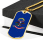 North Dakota State Flag Necklace Stainless Steel or 18k Gold Dog Tag 24" Chain - Express Your Love Gifts