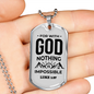 Nothing Is Impossible With The Lord Plain Necklace Stainless Steel or 18k Gold Dog Tag 24" Chain-Express Your Love Gifts