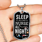 Nurse All Night Nurse Necklace Stainless Steel or 18k Gold Dog Tag W 24"-Express Your Love Gifts