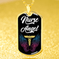 Nurse Angel Caduceus Necklace Stainless Steel or 18k Gold Dog Tag 24" - Express Your Love Gifts