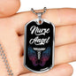 Nurse Angel Caduceus Necklace Stainless Steel or 18k Gold Dog Tag 24" - Express Your Love Gifts