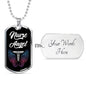 Nurse Angel Caduceus Necklace Stainless Steel or 18k Gold Dog Tag 24" - Express Your Love Gifts