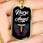 Nurse Angel Caduceus Necklace Stainless Steel or 18k Gold Dog Tag 24" - Express Your Love Gifts