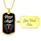 Nurse Angel Caduceus Necklace Stainless Steel or 18k Gold Dog Tag 24" - Express Your Love Gifts