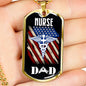 Nurse Gift Caduceus Necklace Stainless Steel or 18k Gold Dog Tag w 24" - Express Your Love Gifts