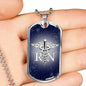 Nurse RN Necklace Caduceus Symbol Stainless Steel or 18k Gold Dog Tag w 24"-Express Your Love Gifts