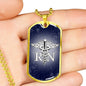 Nurse RN Necklace Caduceus Symbol Stainless Steel or 18k Gold Dog Tag w 24"-Express Your Love Gifts