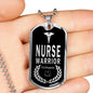 Nurse Warrior First Responder Necklace Stainless Steel or 18k Gold Dog Tag w 24" - Express Your Love Gifts