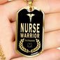 Nurse Warrior First Responder Necklace Stainless Steel or 18k Gold Dog Tag w 24" - Express Your Love Gifts