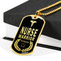Nurse Warrior First Responder Necklace Stainless Steel or 18k Gold Dog Tag w 24" - Express Your Love Gifts