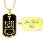 Nurse Warrior First Responder Necklace Stainless Steel or 18k Gold Dog Tag w 24" - Express Your Love Gifts