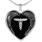Nurses Are Angels Necklace Stainless Steel or 18k Gold Heart Pendant 18-22" - Express Your Love Gifts