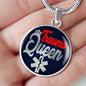 Nursing Trauma Queen Circle Necklace Stainless Steel or 18k Gold 18-22" - Express Your Love Gifts