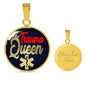 Nursing Trauma Queen Circle Necklace Stainless Steel or 18k Gold 18-22" - Express Your Love Gifts