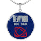 NY Football Circle Pendant Football Fan Necklace Stainless Steel or 18k Gold 18-22" - Express Your Love Gifts
