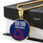 NY Football Circle Pendant Football Fan Necklace Stainless Steel or 18k Gold 18-22" - Express Your Love Gifts