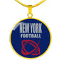 NY Football Circle Pendant Football Fan Necklace Stainless Steel or 18k Gold 18-22" - Express Your Love Gifts