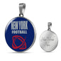 NY Football Circle Pendant Football Fan Necklace Stainless Steel or 18k Gold 18-22" - Express Your Love Gifts