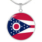 Ohio State Flag Necklace Stainless Steel or 18k Gold Circle Pendant 18-22" - Express Your Love Gifts