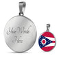 Ohio State Flag Necklace Stainless Steel or 18k Gold Circle Pendant 18-22" - Express Your Love Gifts