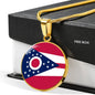 Ohio State Flag Necklace Stainless Steel or 18k Gold Circle Pendant 18-22" - Express Your Love Gifts