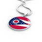 Ohio State Flag Necklace Stainless Steel or 18k Gold Circle Pendant 18-22" - Express Your Love Gifts